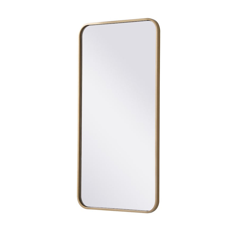 Elegant Decor Evermore Soft Corner Rectangular Mirror 18X36", Brass