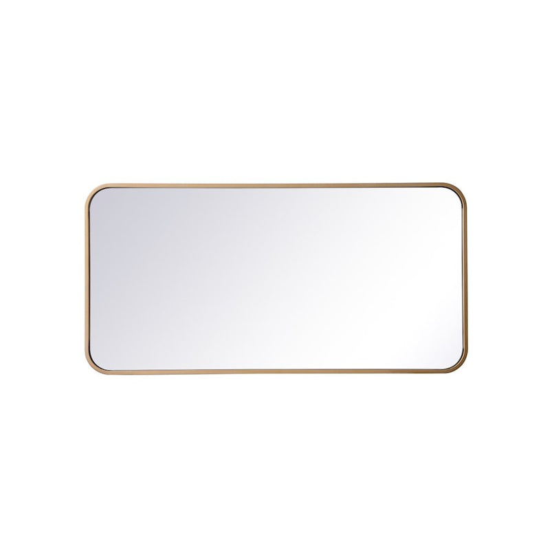 Elegant Decor Evermore Soft Corner Rectangular Mirror 18X36", Brass
