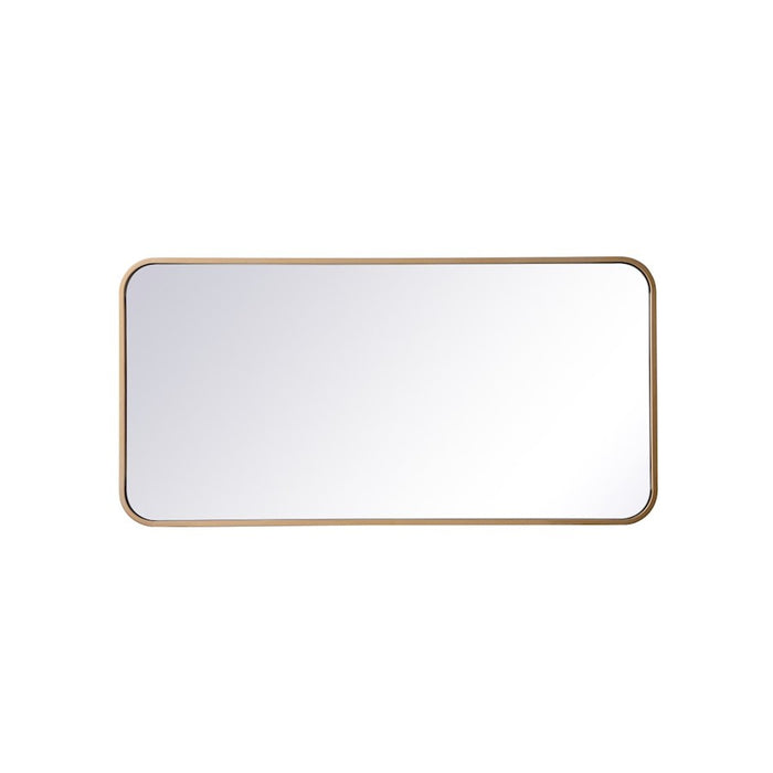 Elegant Decor Evermore Soft Corner Rectangular Mirror 18X36", Brass