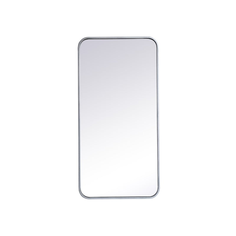 Elegant Decor Evermore Soft Corner Rectangular Mirror 18X36", Silver