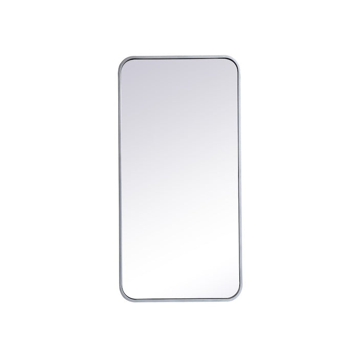 Elegant Decor Evermore Soft Corner Rectangular Mirror 18X36", Silver