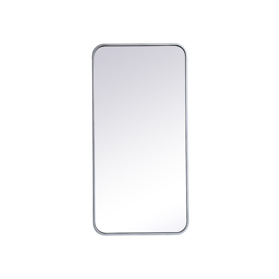 Elegant Decor Evermore Soft Corner Rectangular Mirror 18X36", Silver