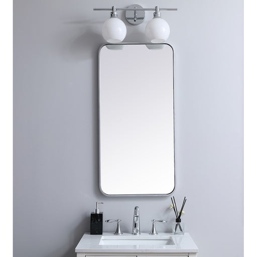 Elegant Decor Evermore Soft Corner Rectangular Mirror 18X36", Silver