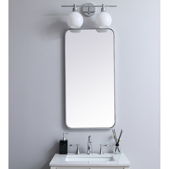 Elegant Decor Evermore Soft Corner Rectangular Mirror 18X36", Silver