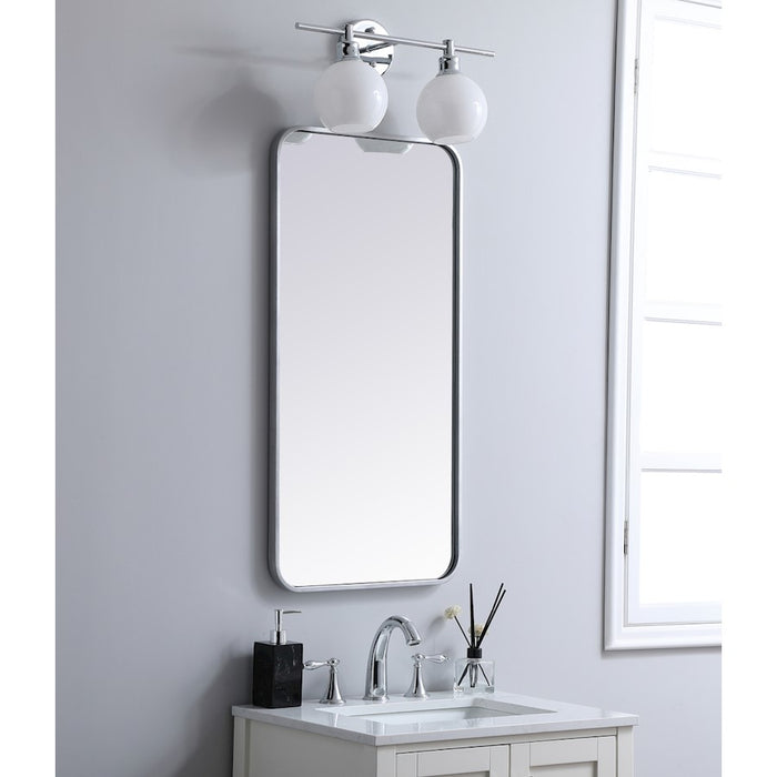 Elegant Decor Evermore Soft Corner Rectangular Mirror 18X36", Silver