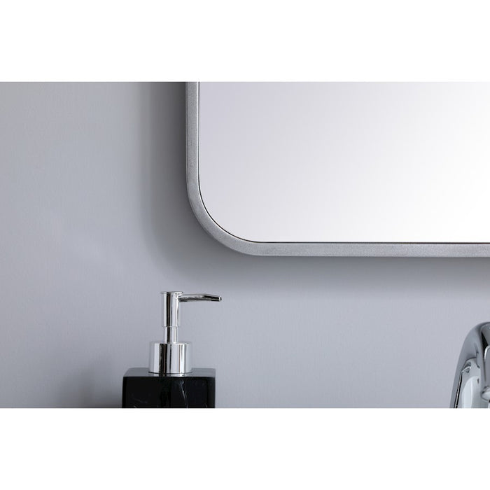 Elegant Decor Evermore Soft Corner Rectangular Mirror 18X36", Silver
