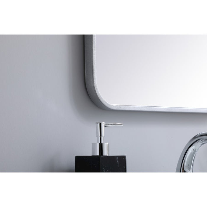 Elegant Decor Evermore Soft Corner Rectangular Mirror 18X36", Silver
