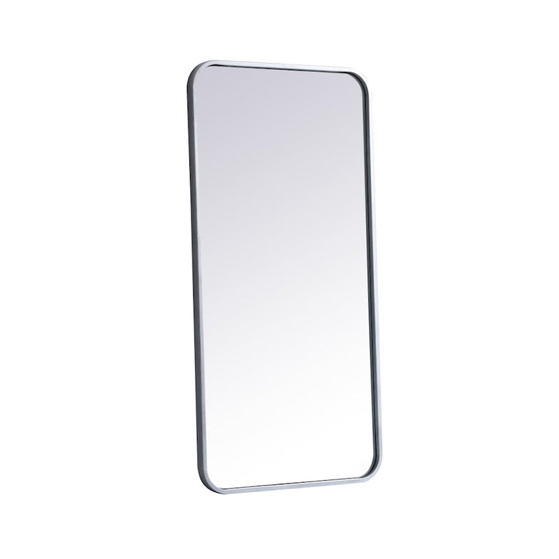 Elegant Decor Evermore Soft Corner Rectangular Mirror 18X36", Silver