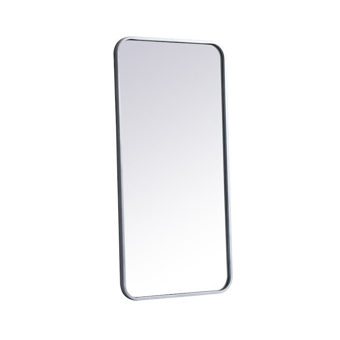 Elegant Decor Evermore Soft Corner Rectangular Mirror 18X36", Silver
