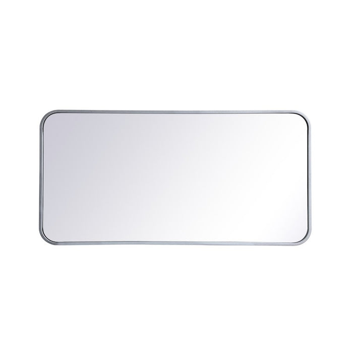 Elegant Decor Evermore Soft Corner Rectangular Mirror 18X36", Silver