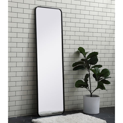 Elegant Decor Evermore Soft Corner Rectangular Mirror 18X60", Black
