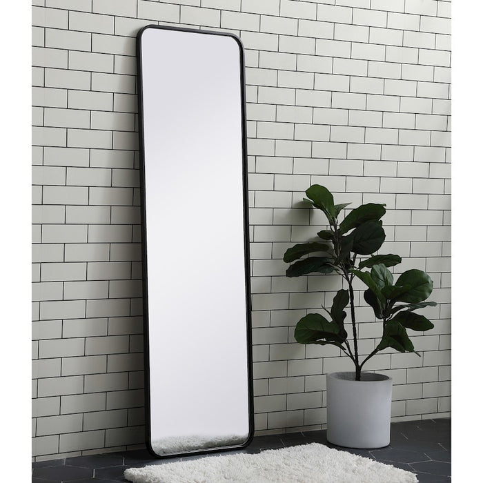 Elegant Decor Evermore Soft Corner Rectangular Mirror 18X60", Black