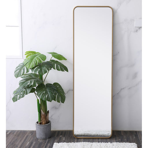 Elegant Decor Evermore Soft Corner Rectangular Mirror 18X60", Brass