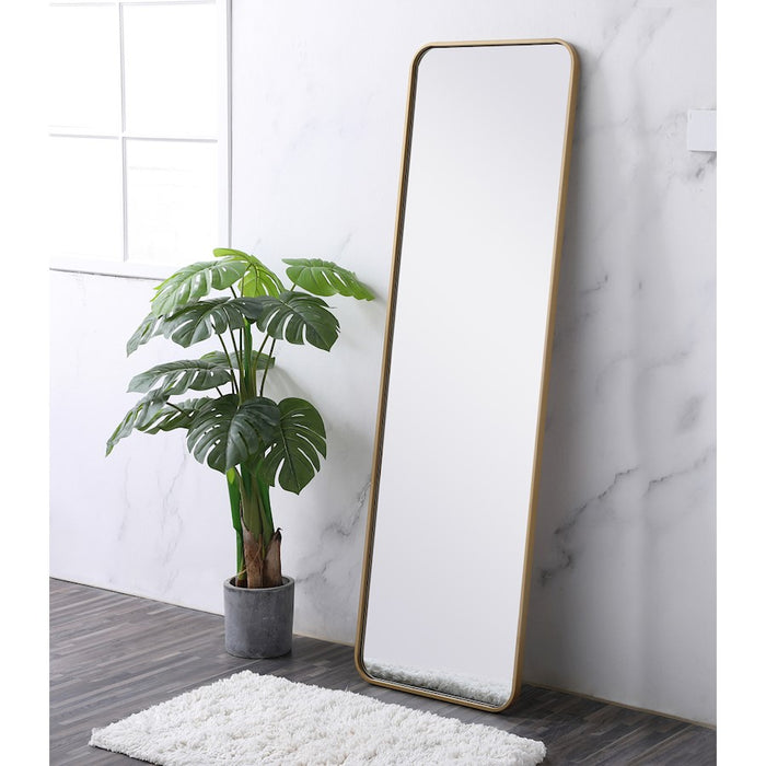 Elegant Decor Evermore Soft Corner Rectangular Mirror 18X60", Brass