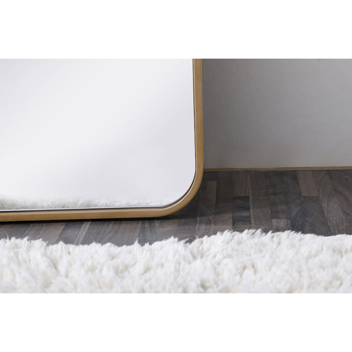 Elegant Decor Evermore Soft Corner Rectangular Mirror 18X60", Brass