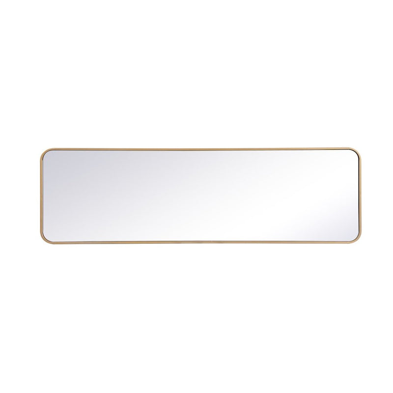 Elegant Decor Evermore Soft Corner Rectangular Mirror 18X60", Brass