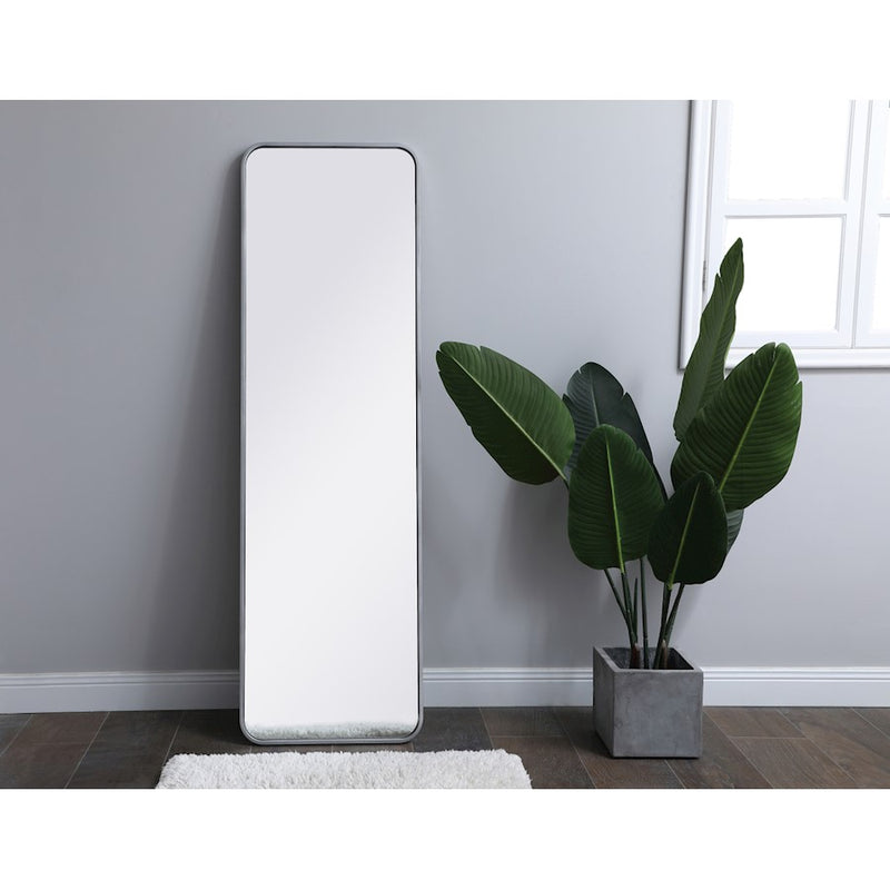 Elegant Decor Evermore Soft Corner Rectangular Mirror 18X60", Silver