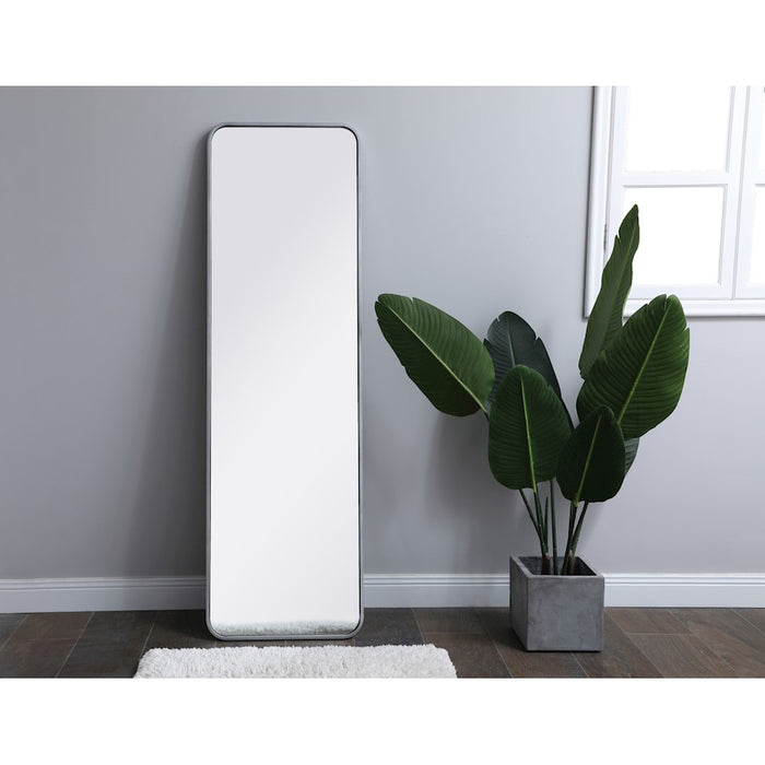 Elegant Decor Evermore Soft Corner Rectangular Mirror 18X60", Silver
