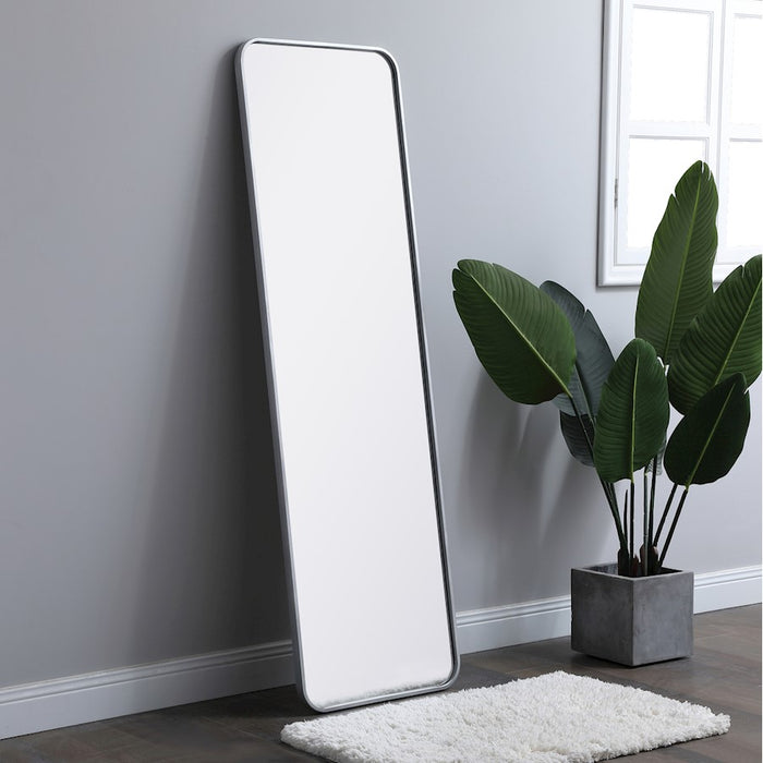 Elegant Decor Evermore Soft Corner Rectangular Mirror 18X60", Silver