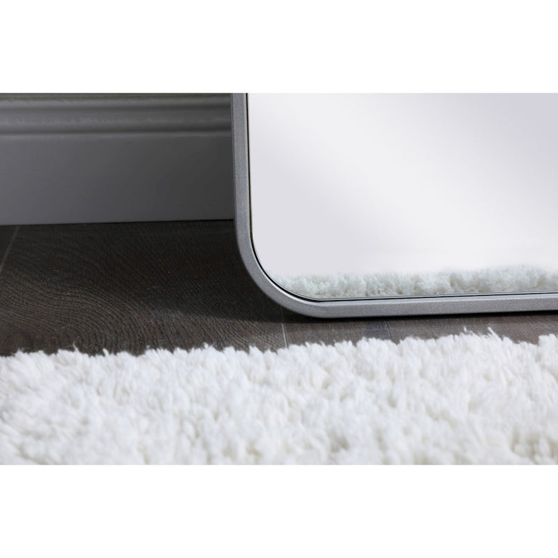 Elegant Decor Evermore Soft Corner Rectangular Mirror 18X60", Silver