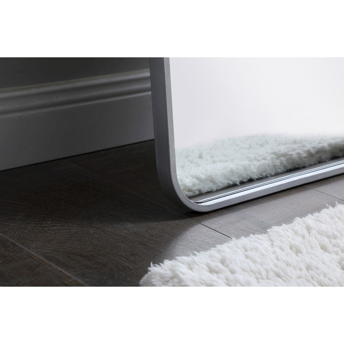 Elegant Decor Evermore Soft Corner Rectangular Mirror 18X60", Silver