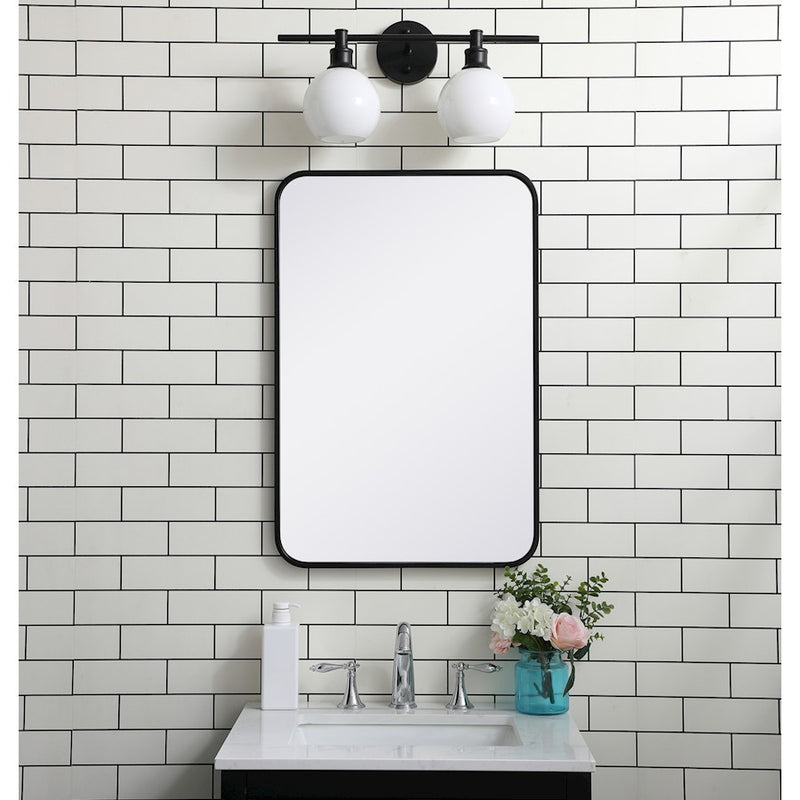 Elegant Decor Evermore Soft Corner Rectangular Mirror 20X30", Black