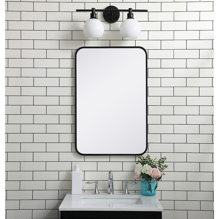 Elegant Decor Evermore Soft Corner Rectangular Mirror 20X30", Black