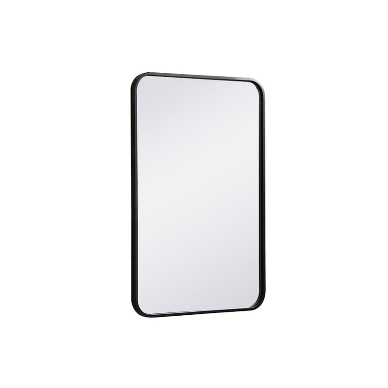 Elegant Decor Evermore Soft Corner Rectangular Mirror 20X30", Black