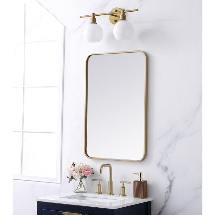 Elegant Decor Evermore Soft Corner Rectangular Mirror 20X30", Brass
