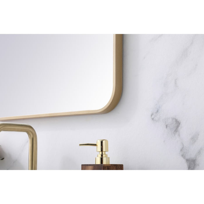 Elegant Decor Evermore Soft Corner Rectangular Mirror 20X30", Brass