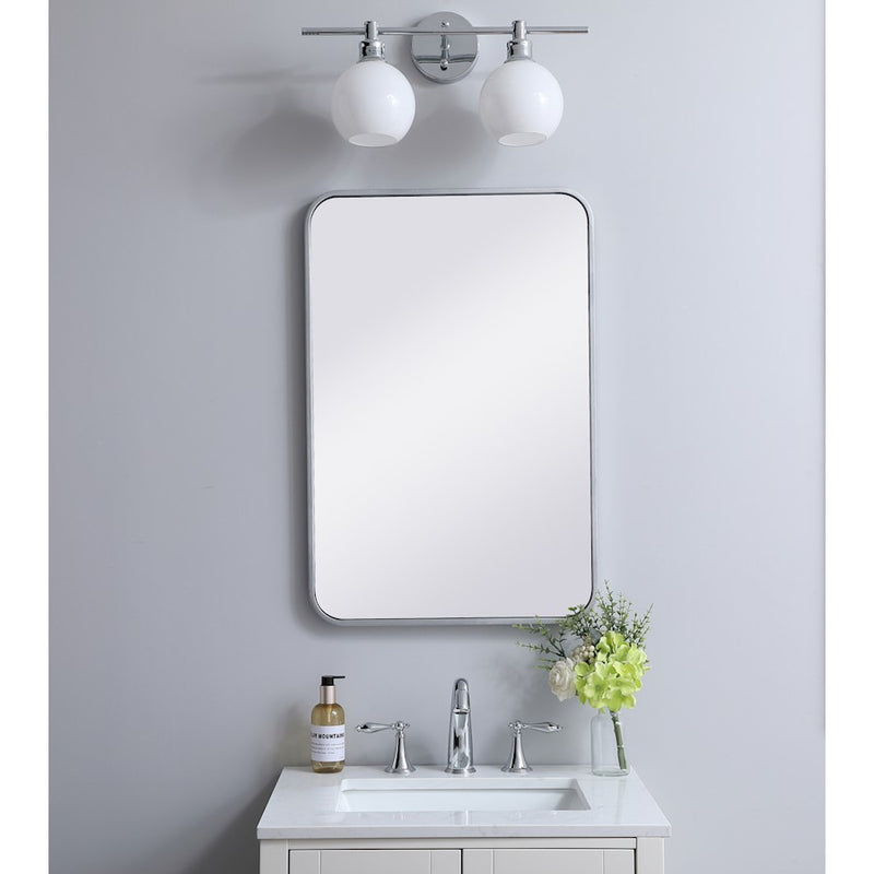 Elegant Decor Evermore Soft Corner Rectangular Mirror 20X30", Silver
