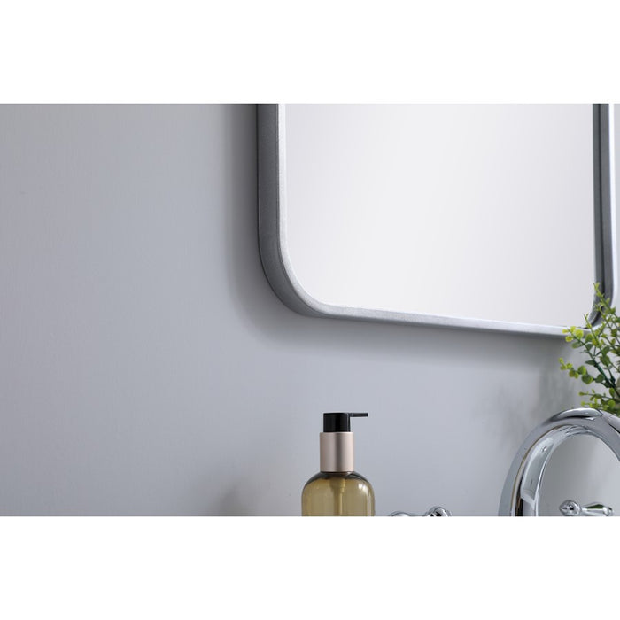 Elegant Decor Evermore Soft Corner Rectangular Mirror 20X30", Silver