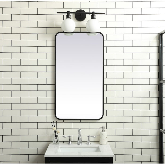 Elegant Decor Evermore Soft Corner Rectangular Mirror 20X36", Black