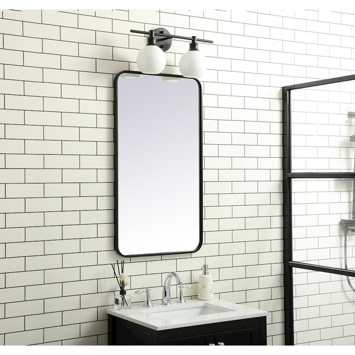 Elegant Decor Evermore Soft Corner Rectangular Mirror 20X36", Black