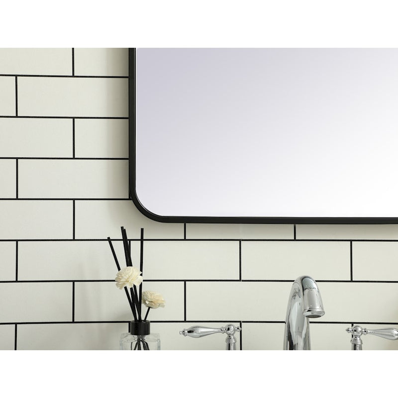 Elegant Decor Evermore Soft Corner Rectangular Mirror 20X36", Black