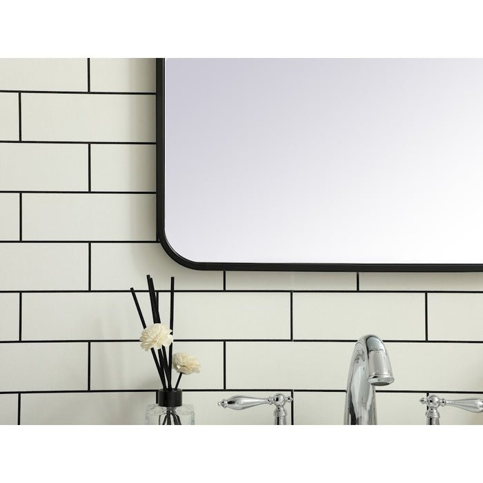 Elegant Decor Evermore Soft Corner Rectangular Mirror 20X36", Black