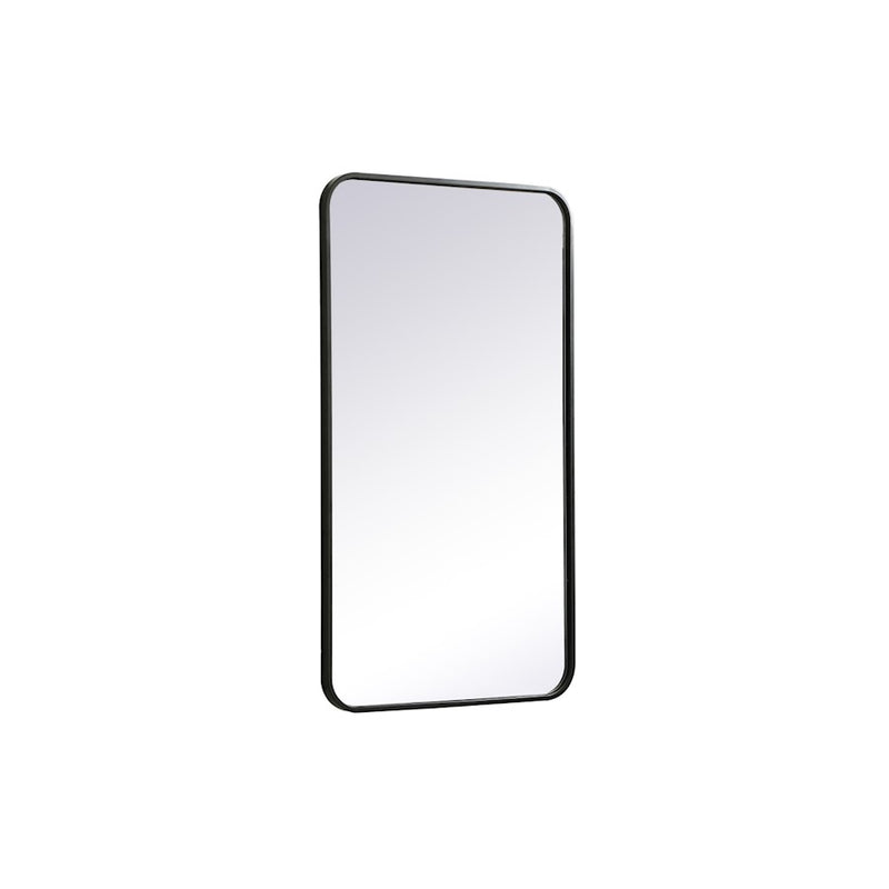 Elegant Decor Evermore Soft Corner Rectangular Mirror 20X36", Black