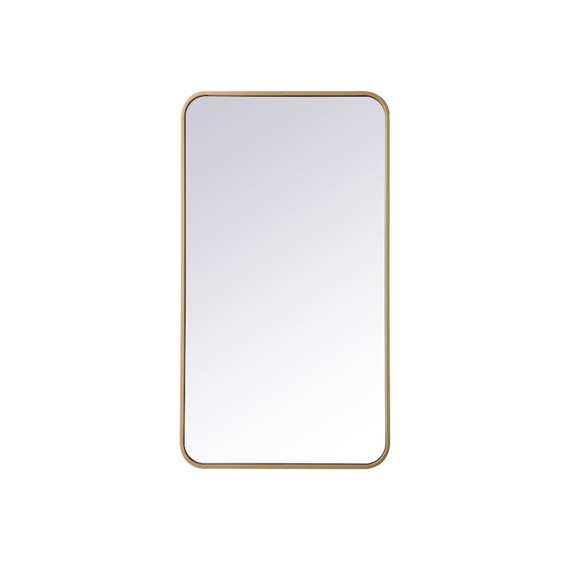 Elegant Decor Evermore Soft Corner Rectangular Mirror 20X36", Brass