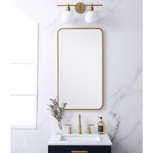 Elegant Decor Evermore Soft Corner Rectangular Mirror 20X36", Brass