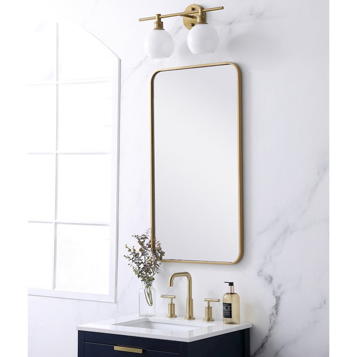 Elegant Decor Evermore Soft Corner Rectangular Mirror 20X36", Brass