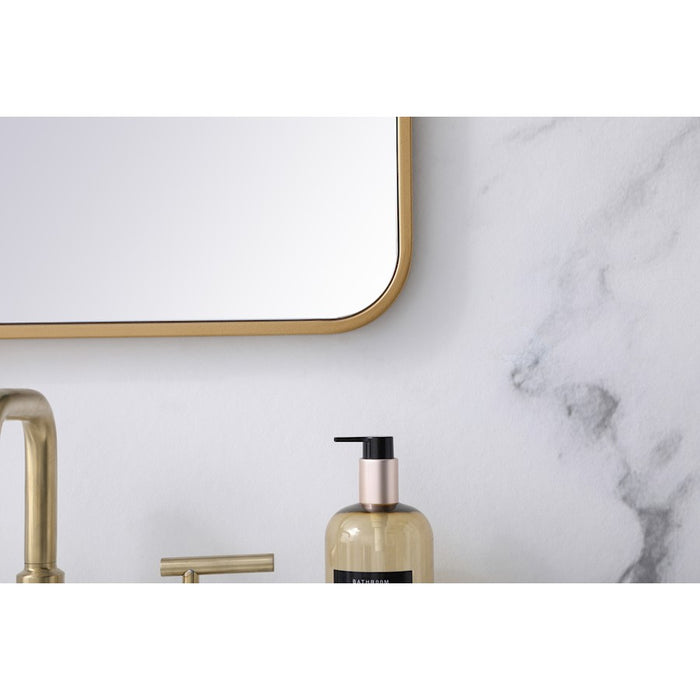 Elegant Decor Evermore Soft Corner Rectangular Mirror 20X36", Brass