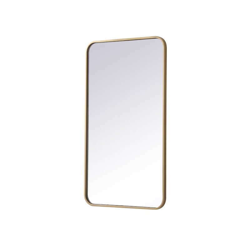 Elegant Decor Evermore Soft Corner Rectangular Mirror 20X36", Brass
