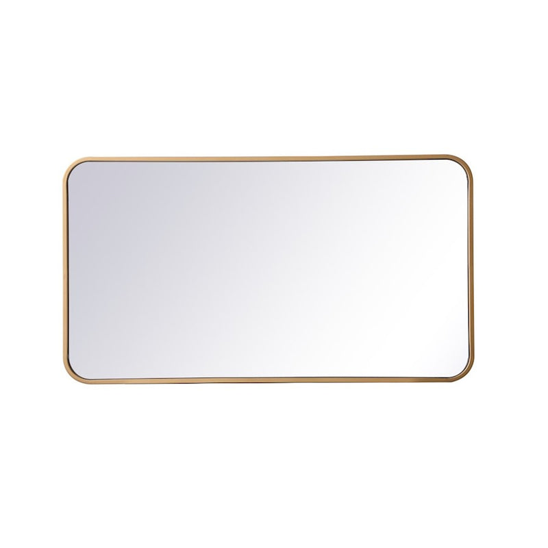 Elegant Decor Evermore Soft Corner Rectangular Mirror 20X36", Brass