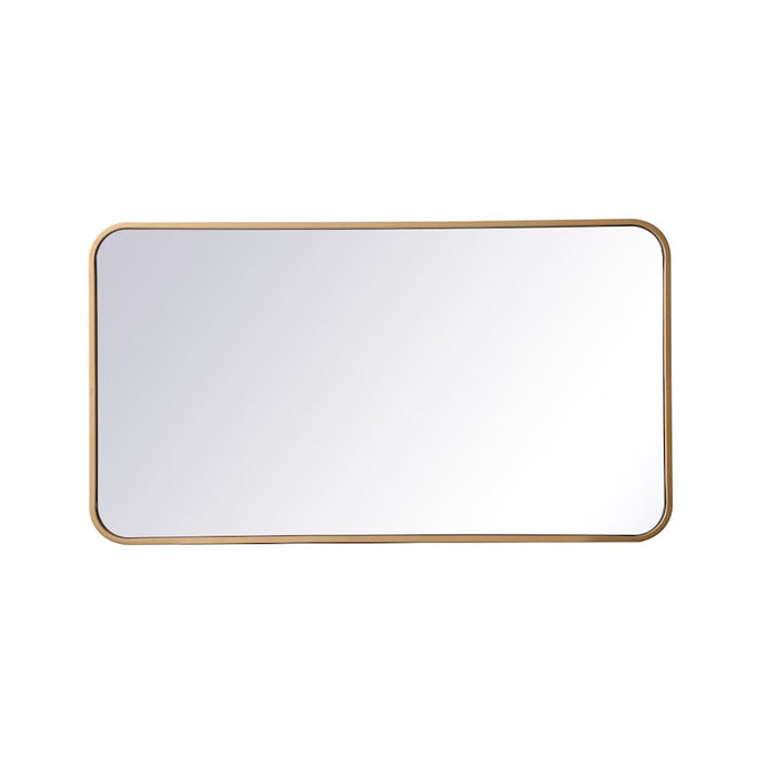 Elegant Decor Evermore Soft Corner Rectangular Mirror 20X36", Brass