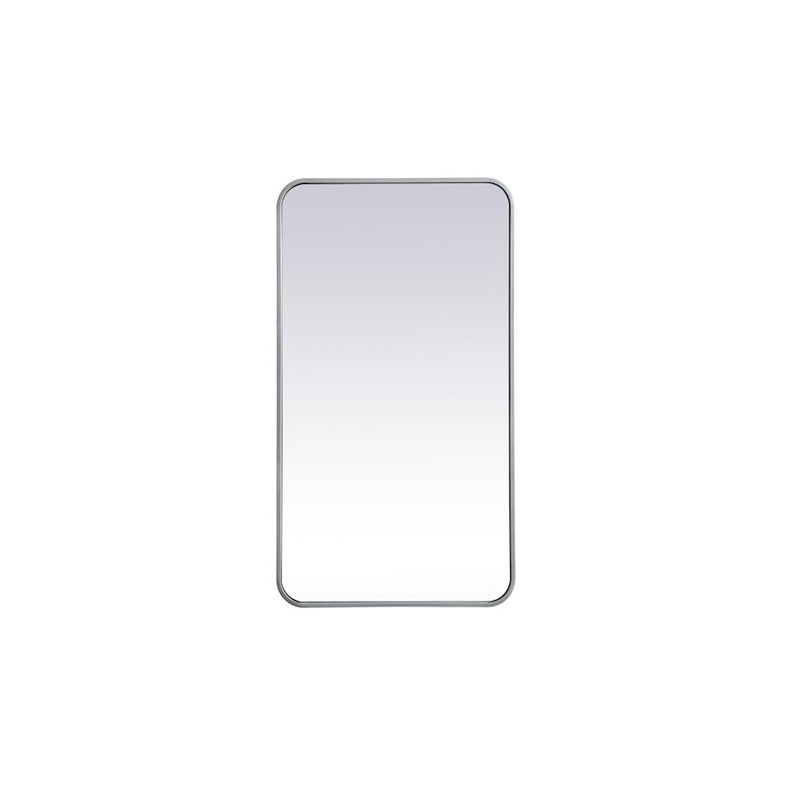 Elegant Decor Evermore Soft Corner Rectangular Mirror 20X36", Silver