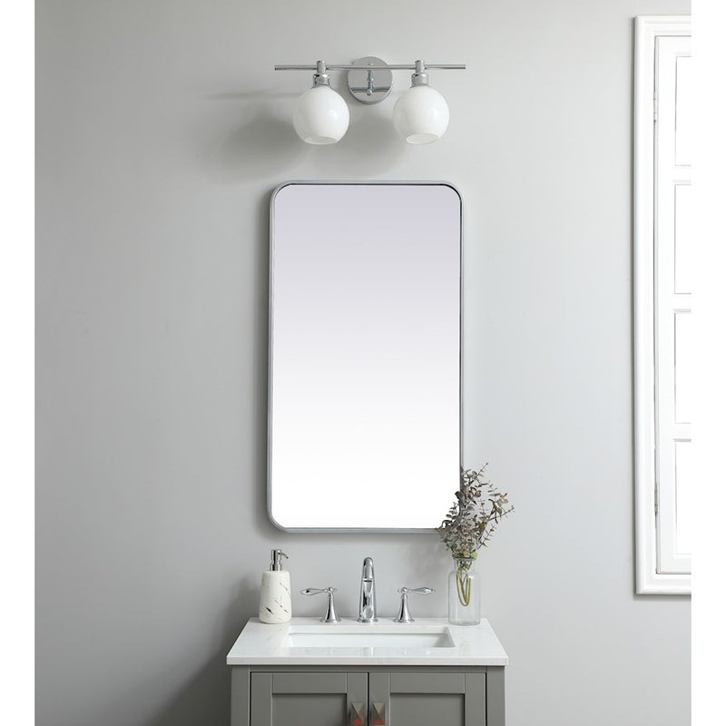 Elegant Decor Evermore Soft Corner Rectangular Mirror 20X36", Silver