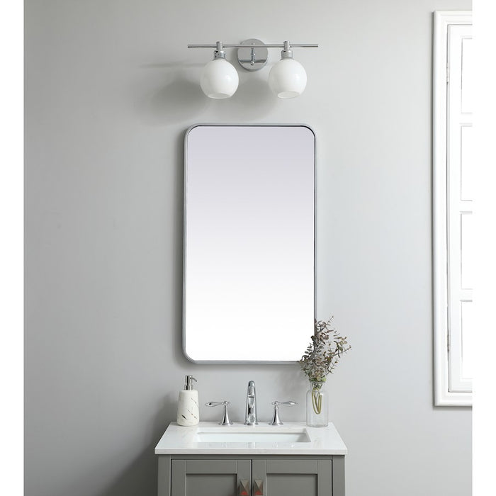 Elegant Decor Evermore Soft Corner Rectangular Mirror 20X36", Silver