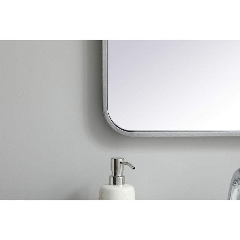 Elegant Decor Evermore Soft Corner Rectangular Mirror 20X36", Silver