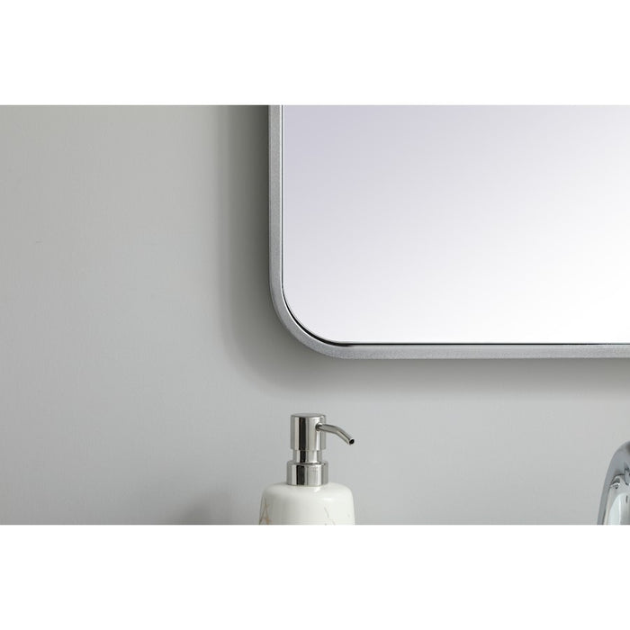 Elegant Decor Evermore Soft Corner Rectangular Mirror 20X36", Silver