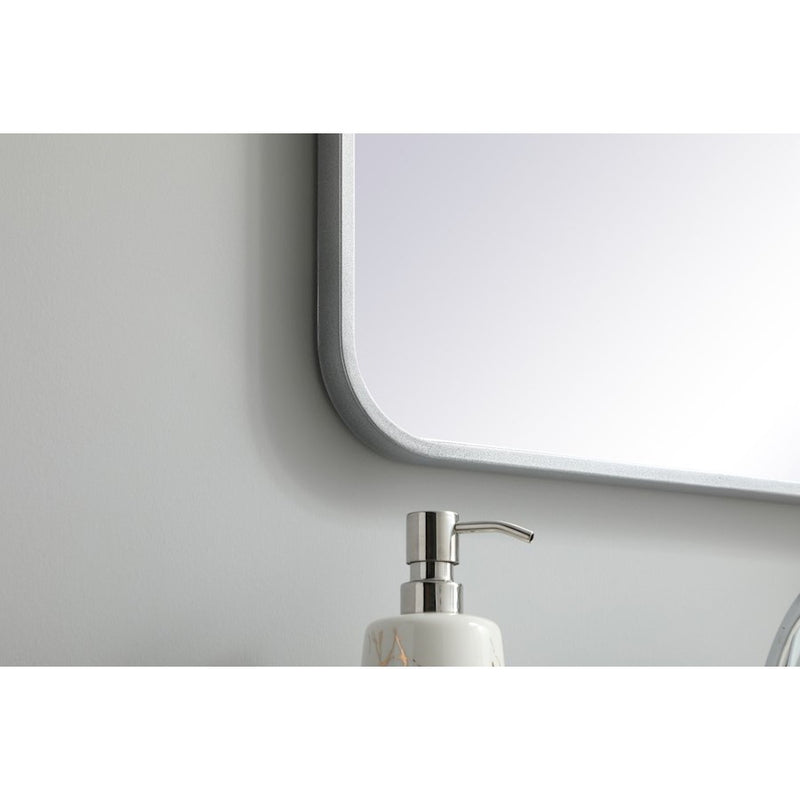 Elegant Decor Evermore Soft Corner Rectangular Mirror 20X36", Silver